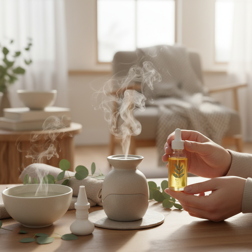 Kaip saugiai naudoti eterinius aliejus nuo slogos