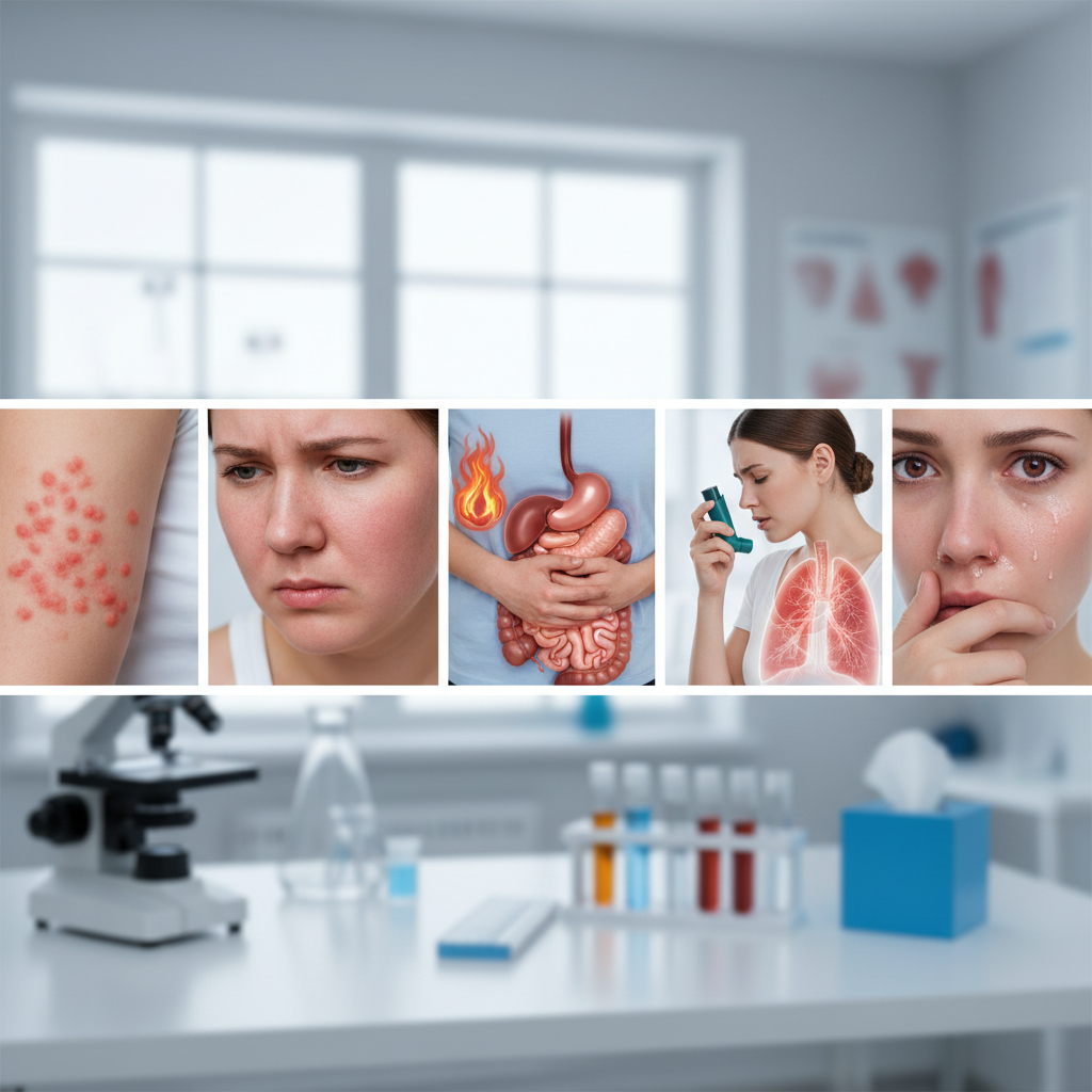 Maisto alergijos simptomų spektras